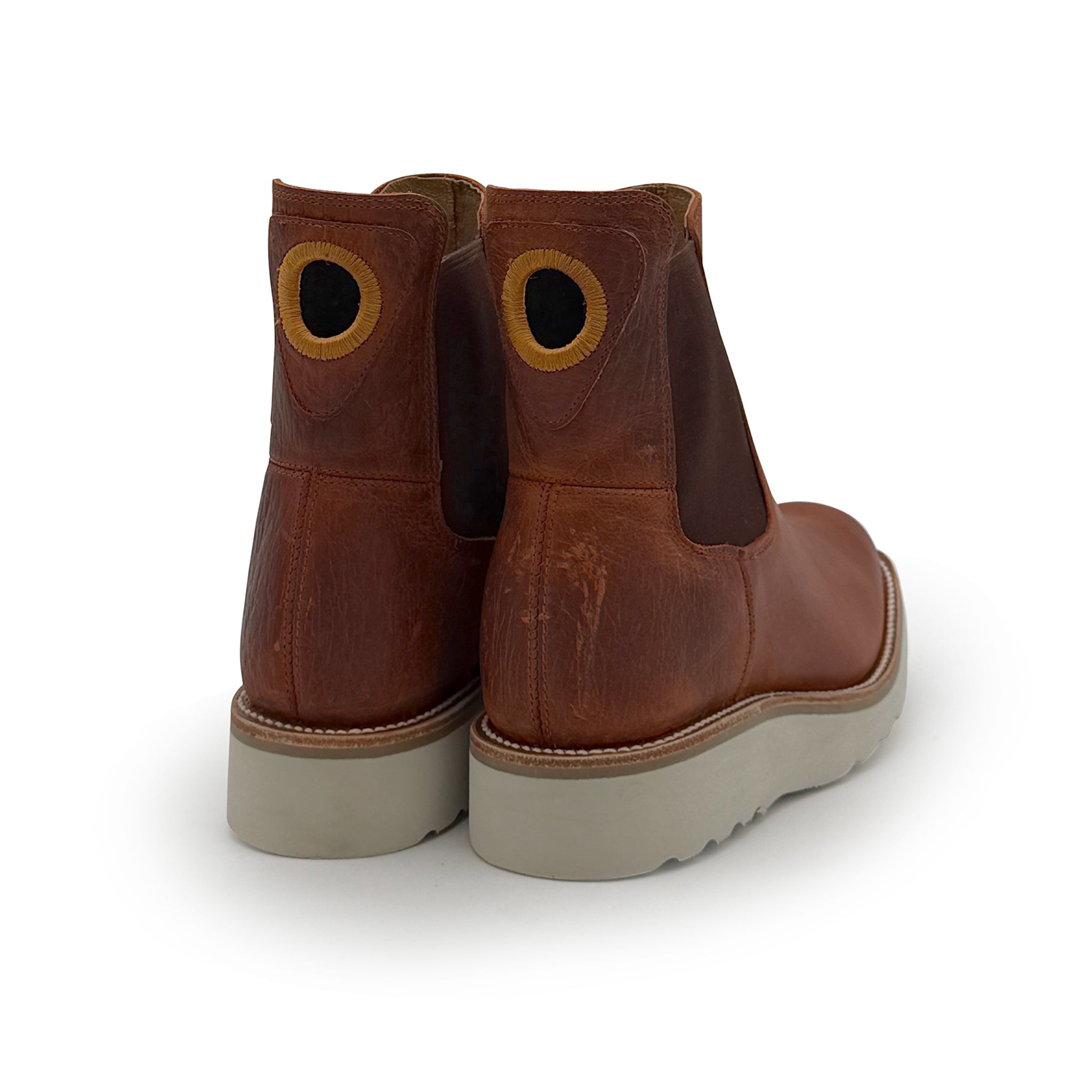 Premium Macie Bean Orange Distressed Bison Leather Swedge - M2205