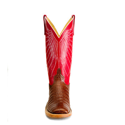 red tobacco boots Anderson Bean Tobacco Caiman Belly - S3014 - Size 9.5