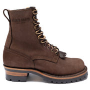 Drew's 8-Inch Logger - Brown Roughout Size 5.5D - Baker's Boots and Clothing