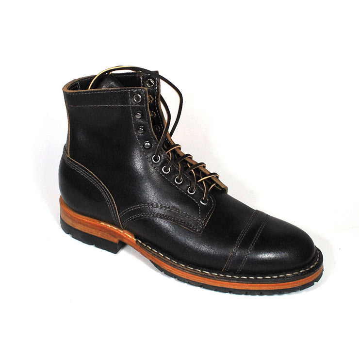 Black Waxed Flesh MP-Sherman Toe Cap Size: 9D - Baker's Boots and Clothing