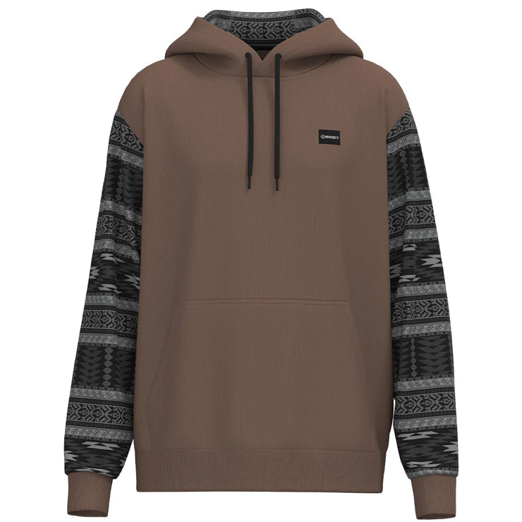 "Lengendary" - Brown Hoody w/ Black & Grey Aztec Pattern - Baker's Boots and Clothing