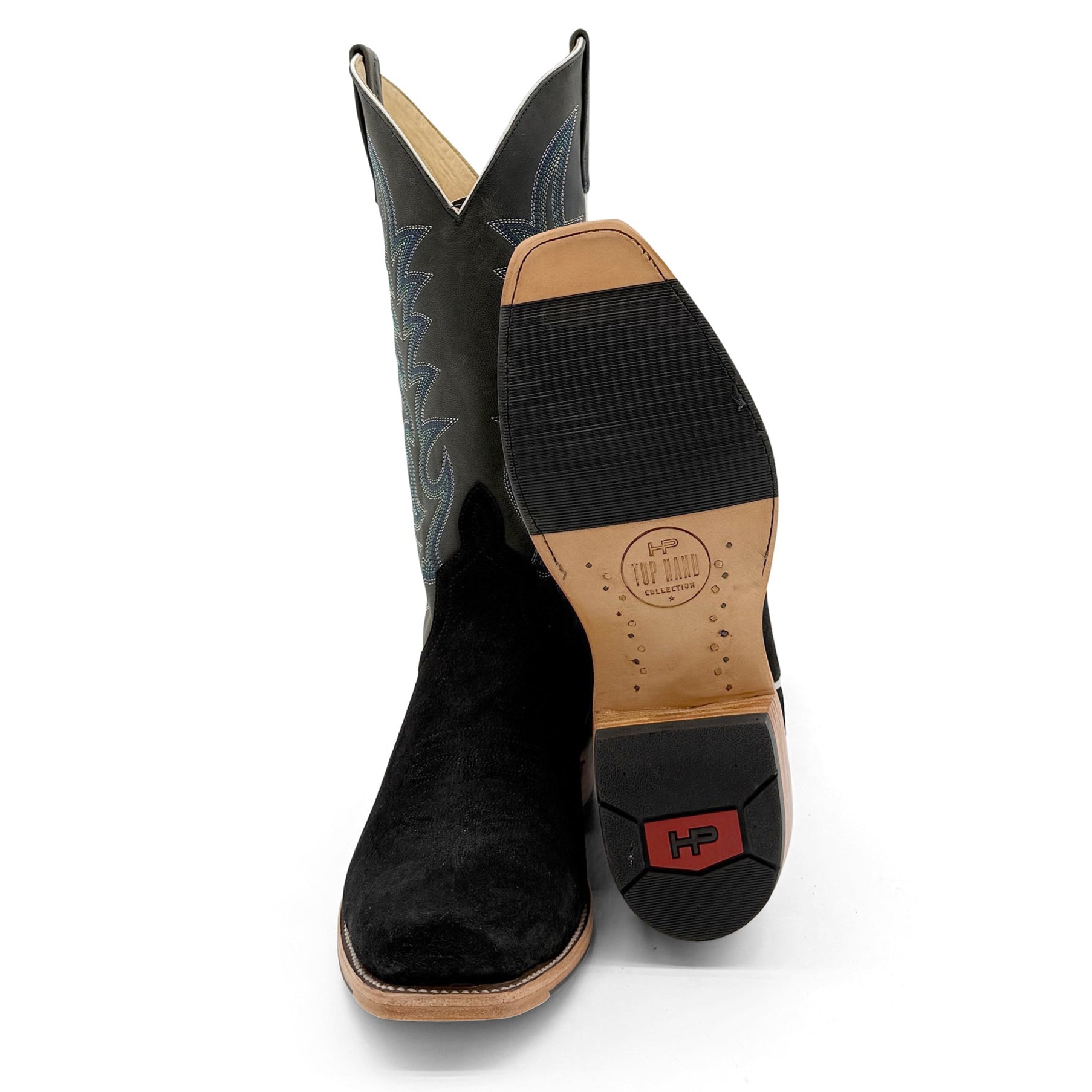 Horse Power Top Hand Premium Black Suede Cowboy Boots - HP9502