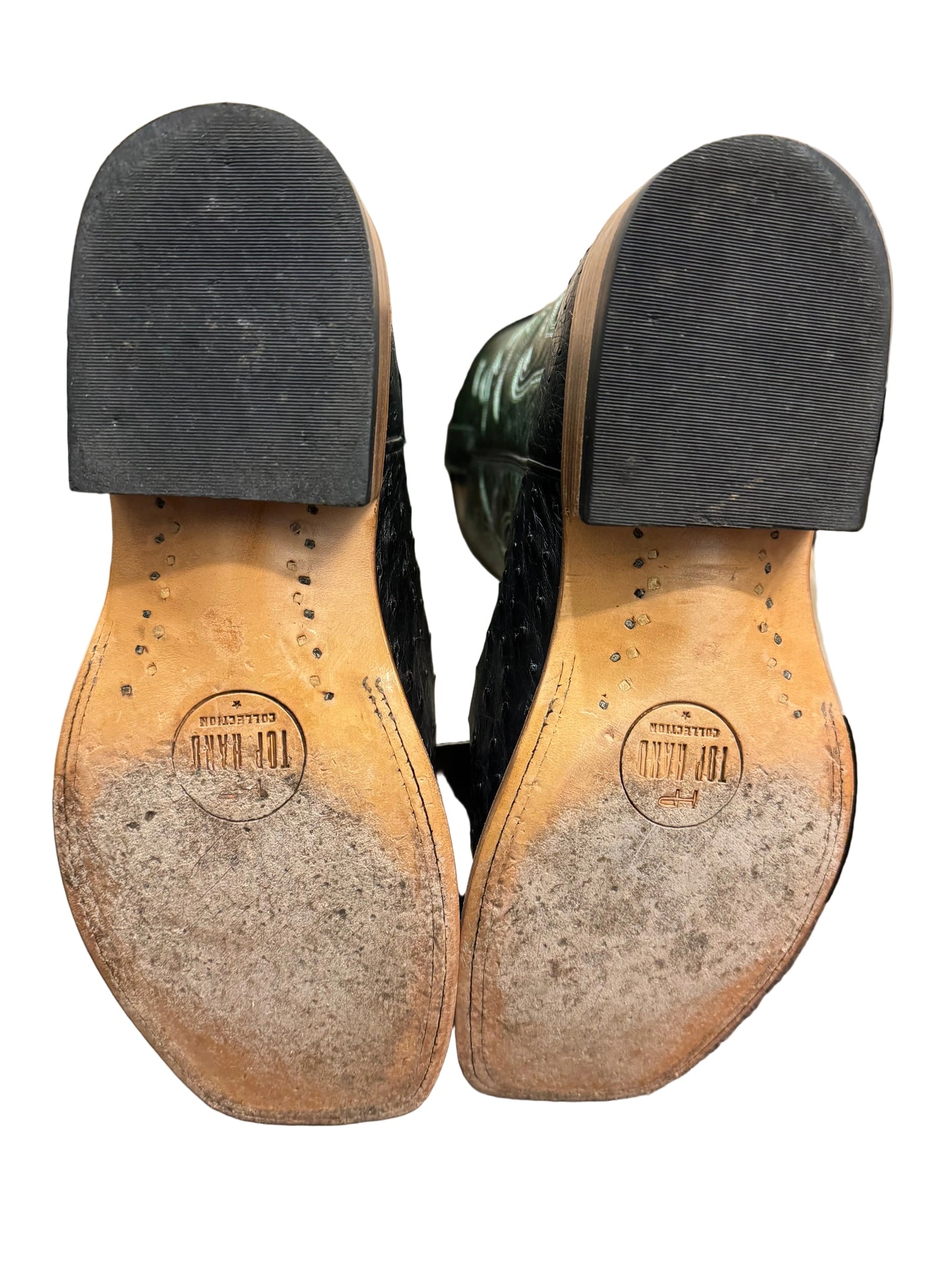 Horsepower Black Full Quill Ostrich HP8004 Size 8.5D - WORN - Baker's Boots and Clothing