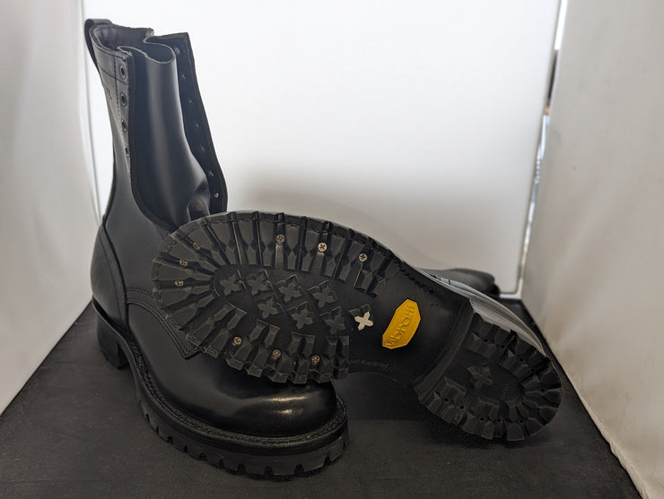 Drew's 10" Black Smooth Logger with Black Edge Size 11.5D - Baker's Boots and Clothing