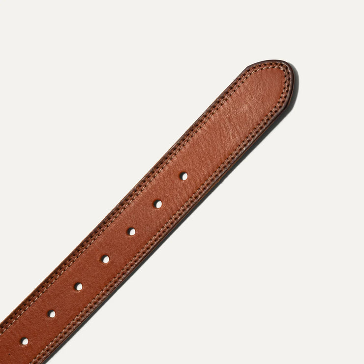 Double Stitch Veg Tan Leather Belt - Baker's Boots and Clothing