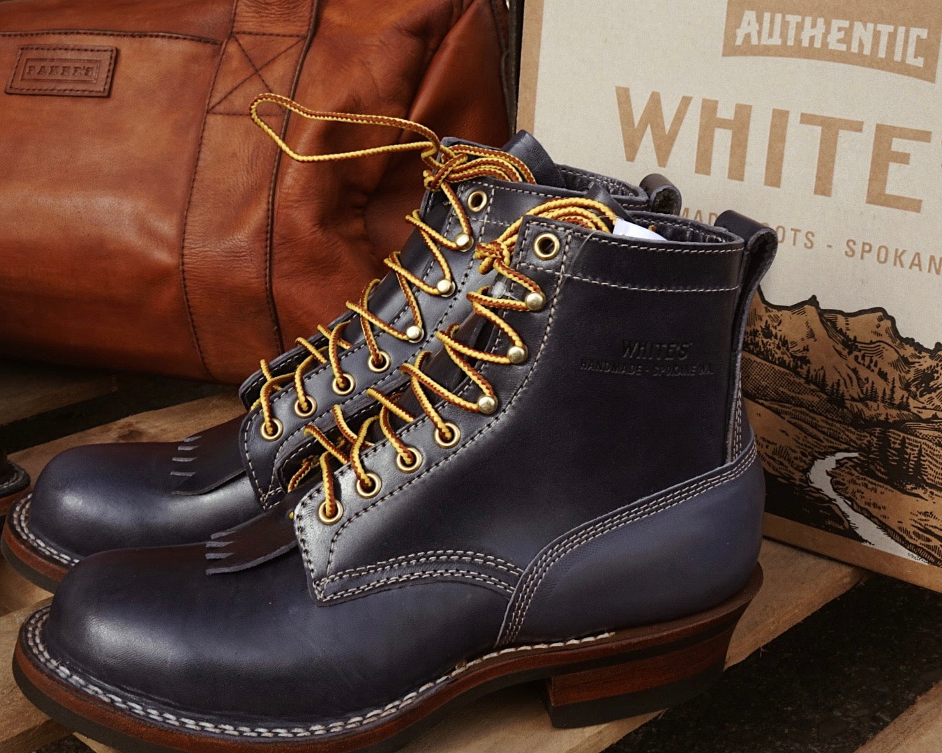 Stitchdown Cruiser - Navy Horsehide - Baker's Boots and Clothing